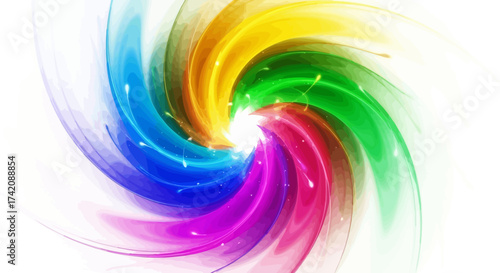 Vibrant kaleidoscope of color forming a mesmerizing swirling vortex, radiating light