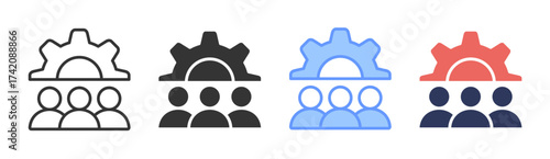 Management icon set multiple style collection
