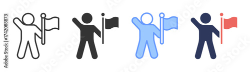 Leadership icon set multiple style collection