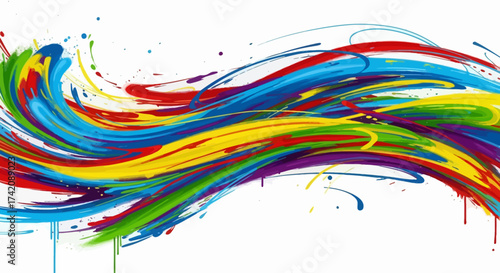 Energetic wave of vibrant paint streaks conveys dynamic movement and boundless creativity