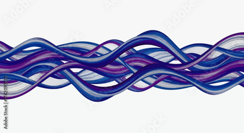 Elegant fluid art background with flowing strokes of blue, purple and white hues abstract design