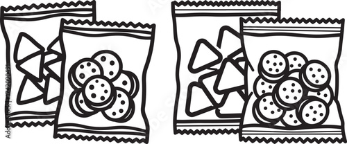 Bags of chips and crackers silhouette