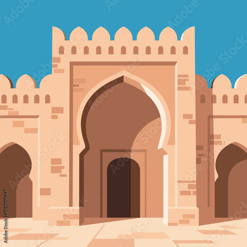Ancient Moroccan City Entrance with Arched Gateway