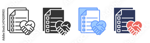 Negotiation icon set multiple style collection