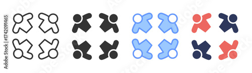 Teamwork icon set multiple style collection