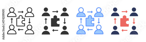 Collaboration icon set multiple style collection