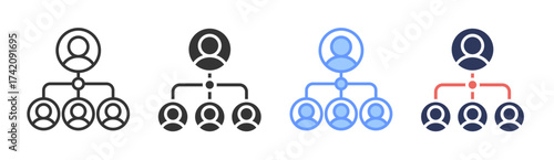 Organization icon set multiple style collection