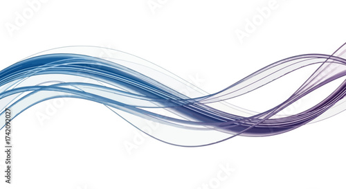 Abstract flowing ribbons of blue and violet, suggesting movement and ethereal quality