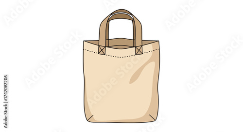 Simple line drawing of a beige leather handbag on a white background