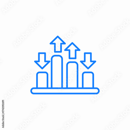 fluctuation graph blue icon sign vector