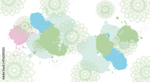 Pastel Splashes and Ornamental Elements create a serene and visually appealing design
