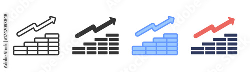 Revenue icon set multiple style collection