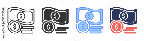 Expense icon set multiple style collection