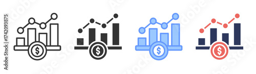 Profit icon set multiple style collection