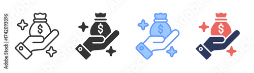 Capital icon set multiple style collection
