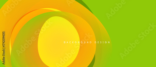 Bright yellow, orange, green layers create dynamic flow. Modern design suitable for backgrounds, presentations. Smooth gradients present energy.
