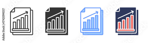 Report icon set multiple style collection