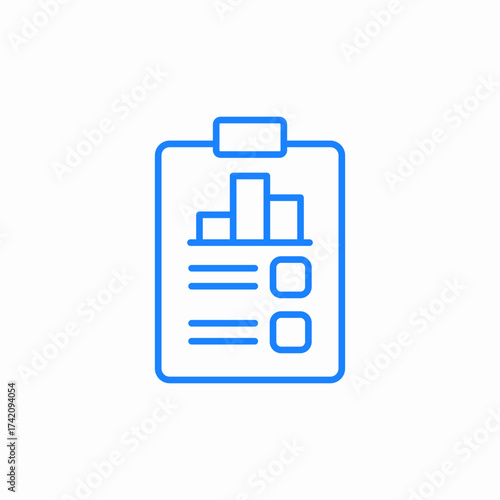 notebook or tablet with bar chart and checkmarks icon sign vector