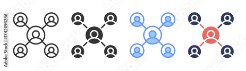 Network icon set multiple style collection