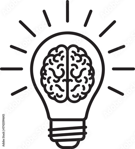 Brain inside light bulb symbolizing idea generation and innovation concepts