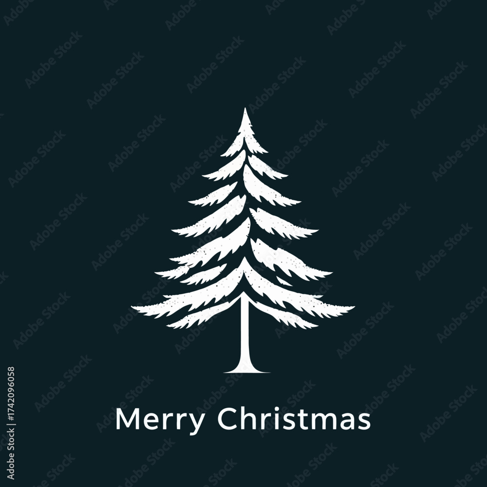 Fototapeta premium A stylized white Christmas tree silhouette with