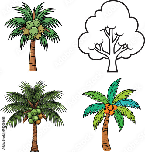 tree vector illustration on pure white background