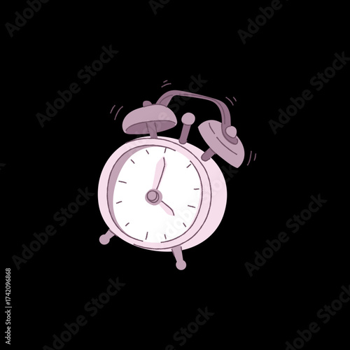 Vintage alarm clock ringing with bells and vibrating lines