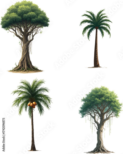 tree vector illustration on pure white background