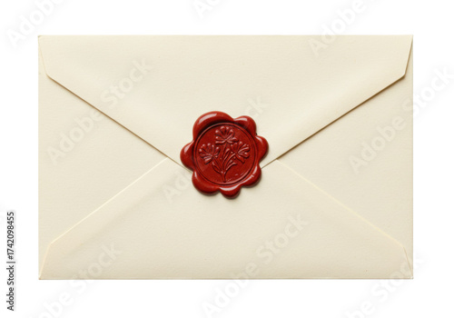 Sealed envelope isolated PNG on transparent background, vintage letter with wax seal for correspondence