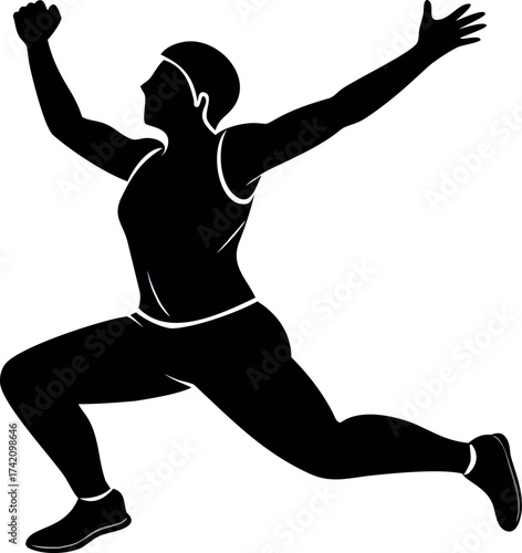 Silhouette of Agile Athlete: A dynamic silhouette of a determined athlete, captured mid-leap, exuding strength, grace, and the embodiment of physical prowess.