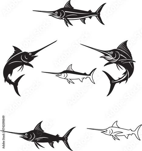 swordfish vector silhouette on white background