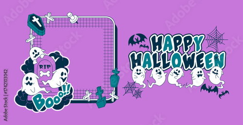 Halloween Pumpkins and Ghosts Vector Illustration Set 2