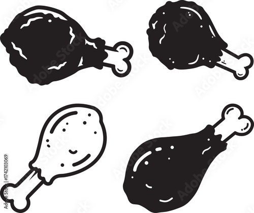 Four chicken drumstick silhouette