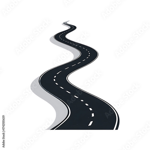Curvy winding road on transparent background
