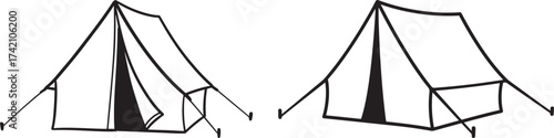 Two a frame tents silhouette