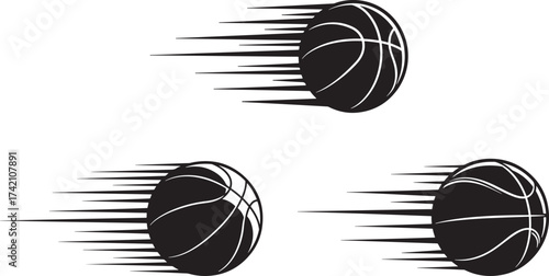 Three fast moving basketball silhouettes