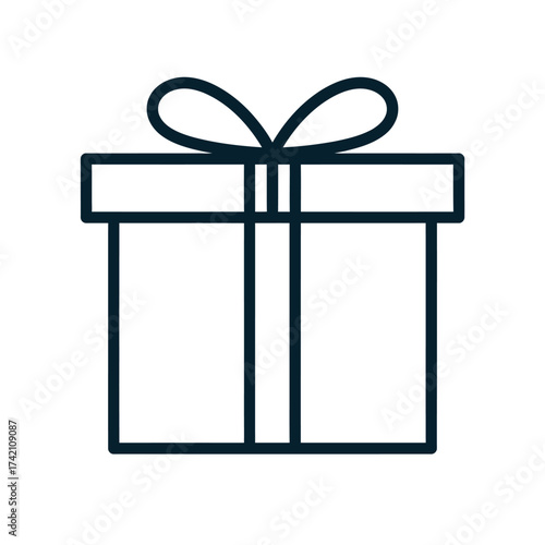A Simple, Elegant Outline Icon of a Gift Box with a Bow, Symbolizing Celebration, Presents, and Special Occasions