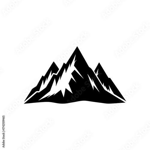 Silhouette of three peaked mountain range