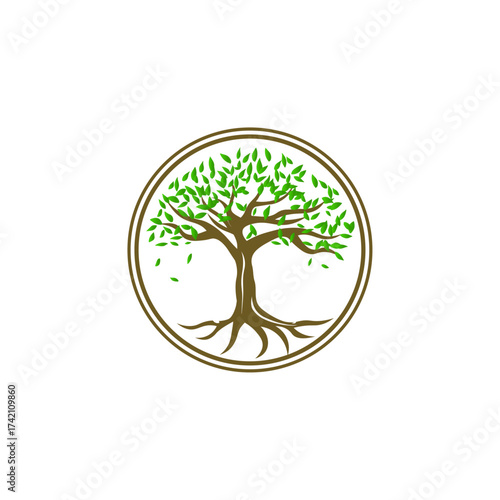 Tree of life logo, circular tree logo, nature inspired branding
