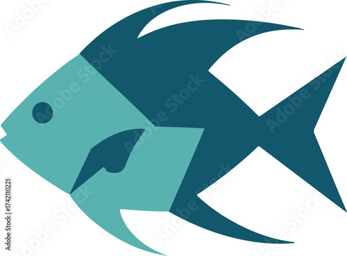 Abstract Flat Fish Shape Marine Creature Icon Isolated Aquatic Art Design