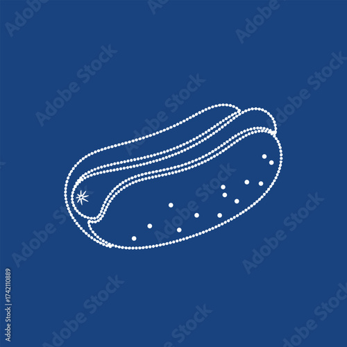 Detailed schematic of a biological cell with internal structures and membrane boundaries on a dark blue