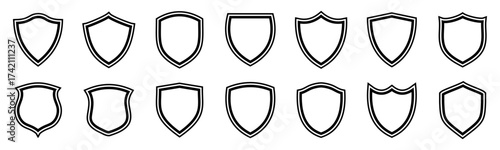 vector illustration of a set of shields. Shield outlines for protection and security. Basic shield vector sign	