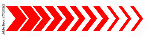 Dynamic moving red arrow symbol. Arrow road sign, arrow dynamic symbol, speed sideways arrow icon striped direction fast arrows symbols.	