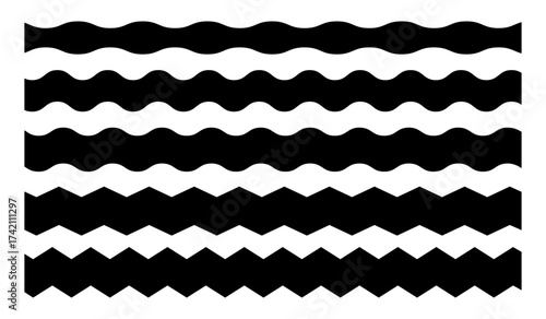 Scallop border edge seamless set. Divider vector element. Scalloped borders and dividers. Simple scalloped border.