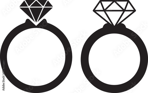 Two diamond engagement rings silhouette