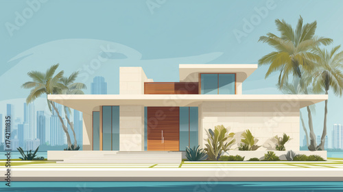 Modern villa mansion , florida or dubai architectural style