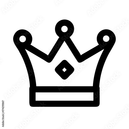 Illustration of a black crown, symbolizing royalty, power, and elegance in a minimalist and modern design, perfect for various creative projects