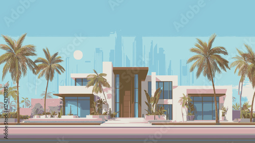Modern villa mansion with city views