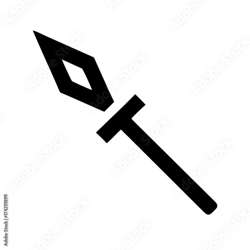 Illustration of a black spear, a symbol of strength, precision, and historical warfare, perfect for designs needing a bold and impactful element