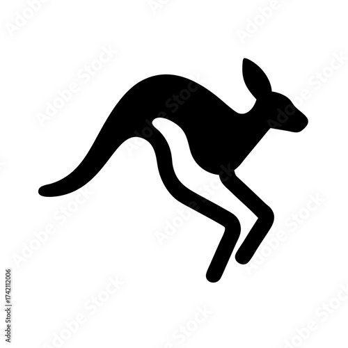 Illustration of a kangaroo, a marsupial native to australia, known for its powerful hind legs, hopping locomotion, and iconic pouch